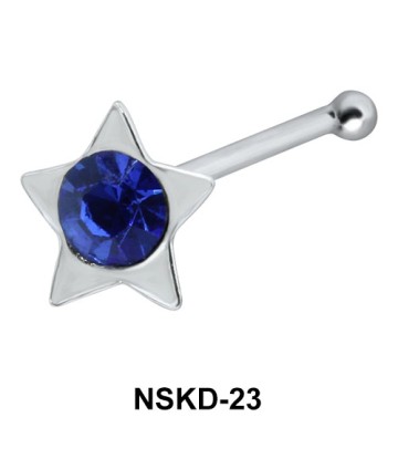 Stone Star Shaped Silver Bone Nose Stud NSKD-23